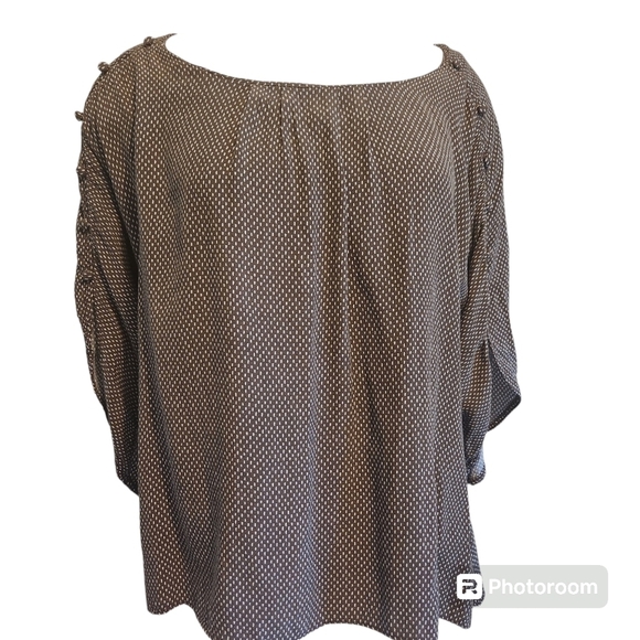 MAEVE ANTHROPOLOGIE 3/4 SLEEVE BRAXTON BROWN POLKA DOT BLOUSE SIZE MEDIUM - Picture 1 of 10